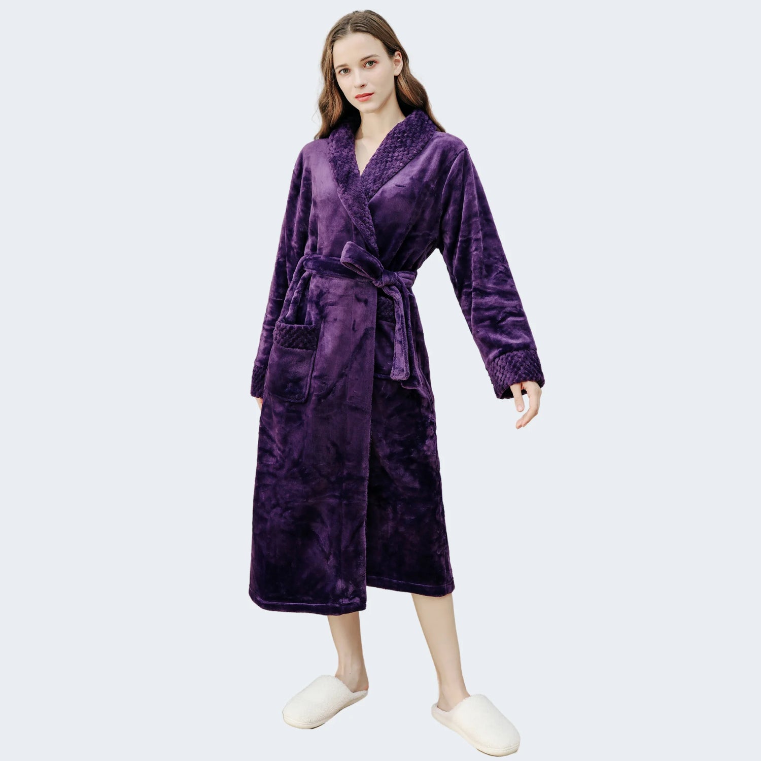 robe de chambre femme longue violette