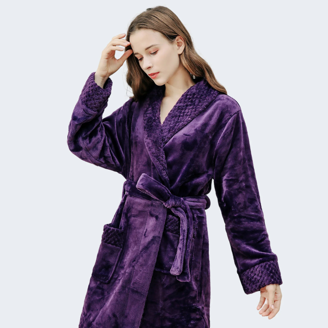 robe de chambre femme matelassée violette