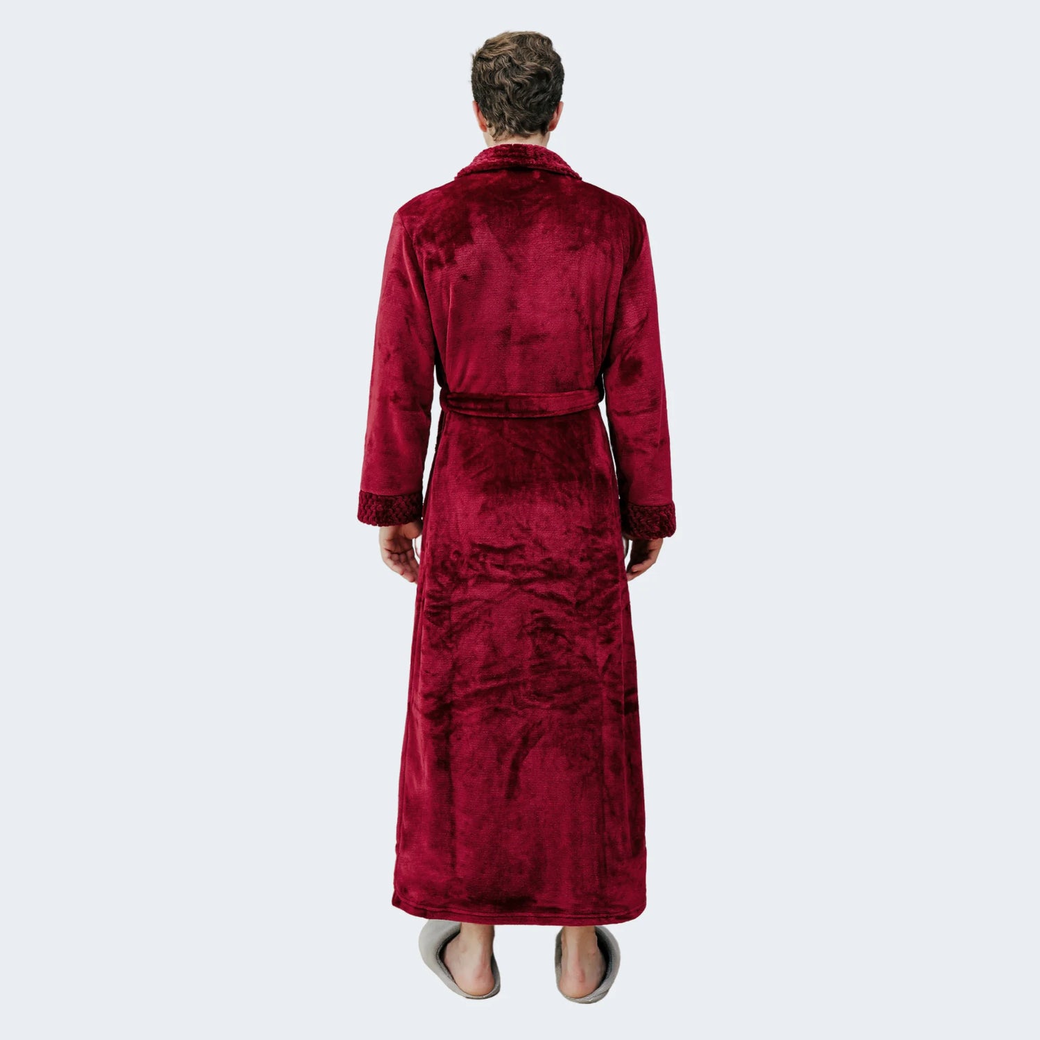 robe de chambre longue homme rouge polaire matelassée