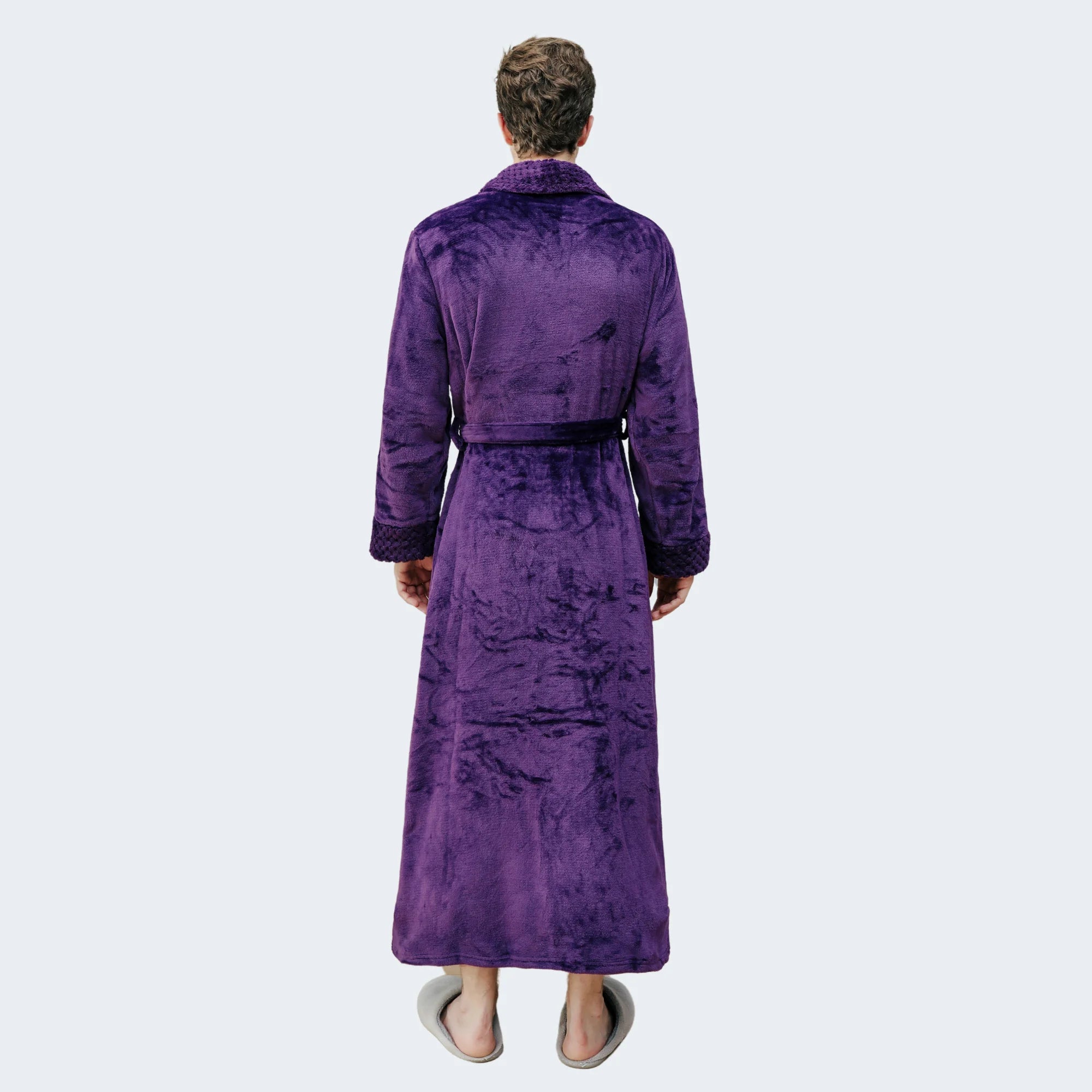 robe de chambre longue homme violette polaire matelassée
