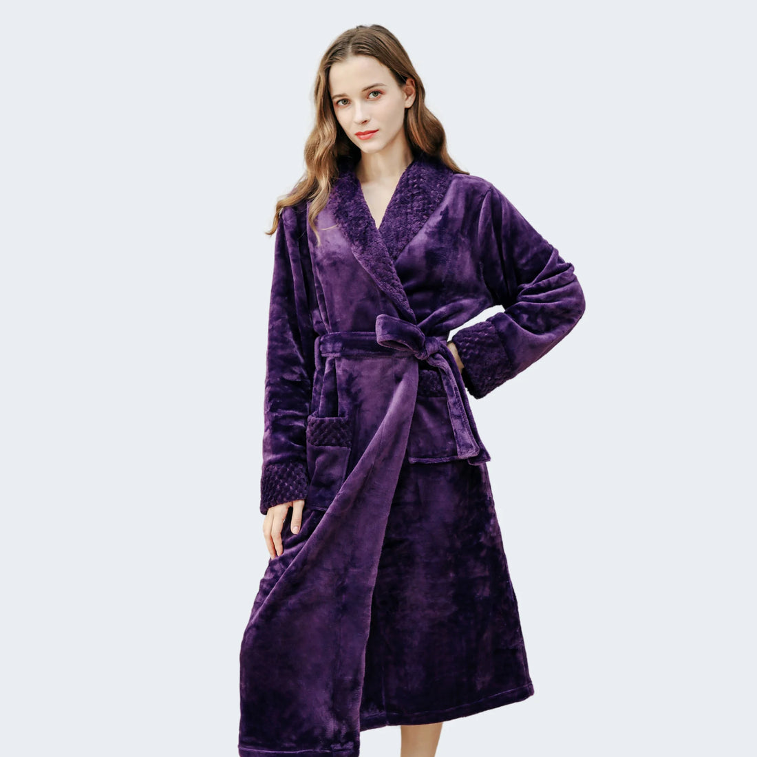 robe de chambre femme polaire violette